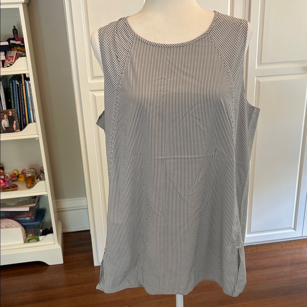 Sleeveless Taupe and White Striped Women's Top